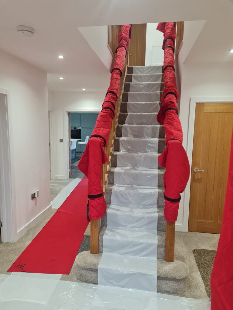 House removal protective coverings stair rails